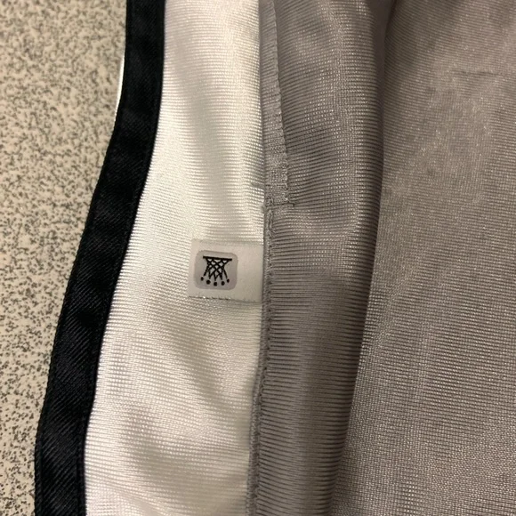 90s Vintage Adidas Baggy Silver Black & White Lined Tear Away Pants - Picture 7 of 7